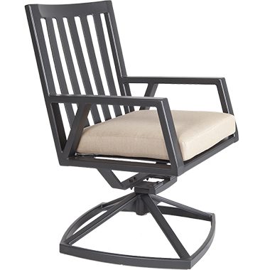 Swivel Rocker Dining Arm Chair - Aluminum & Wrought Aluminum - Aris 21