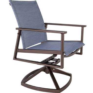 Sling Swivel Rocker Dining Arm Chair - Aluminum & Wrought Aluminum - Marin 3