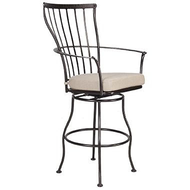 Swivel Bar Stool With Arms - Wrought Iron & Steel - Monterra 24