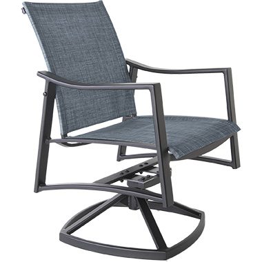Sling Swivel Rocker Dining Arm Chair - Aluminum & Wrought Aluminum - Avana 3