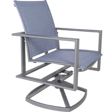 Sling Swivel Rocker Arm Chair - Aluminum & Wrought Aluminum - Studio 4