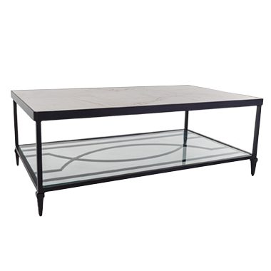 Occasional Table with Lower Shelf - Aluminum & Wrought Aluminum - Kensington 82
