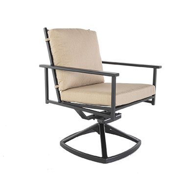 Swivel Rocker Dining Arm Chair - Aluminum & Wrought Aluminum - Kensington 61