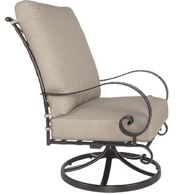 High-Back Swivel Rocker Lounge Chair - Wrought Iron & Steel - Classico-W 12