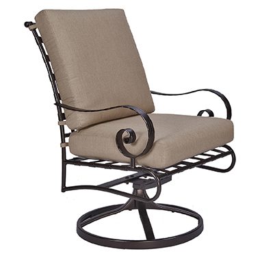 Club Dining Swivel Rocker Arm Chair - Wrought Iron & Steel - Classico-W 6