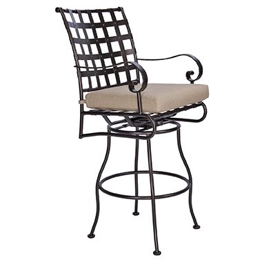 Swivel Bar Stool With Arms - Wrought Iron & Steel - Classico-W 10