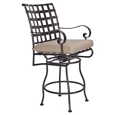 Swivel Counter Stool With Arms - Wrought Iron & Steel - Classico-W 4