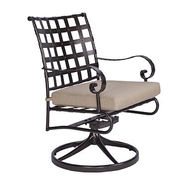 Swivel Rocker Dining Arm Chair - Wrought Iron & Steel - Classico-W 6