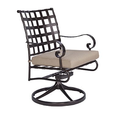 Swivel Rocker Dining Arm Chair - Wrought Iron & Steel - Classico-W 5