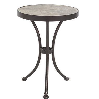 Round Side Table with Rustic Slate