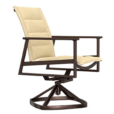 Padded Sling Swivel Rocker Dining Arm Chair - Aluminum & Wrought Aluminum - Marin 22