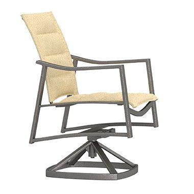 Padded Sling Swivel Rocker Dining Arm Chair - Aluminum & Wrought Aluminum - Avana 13