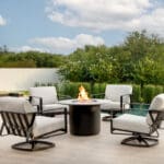 O.W. Lee Horizon Swivel Rocker Lounge Chairs and Nova Fire Pit