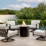 Horizon Swivel Rocker Lounge Chairs around Nova Fire Pit
