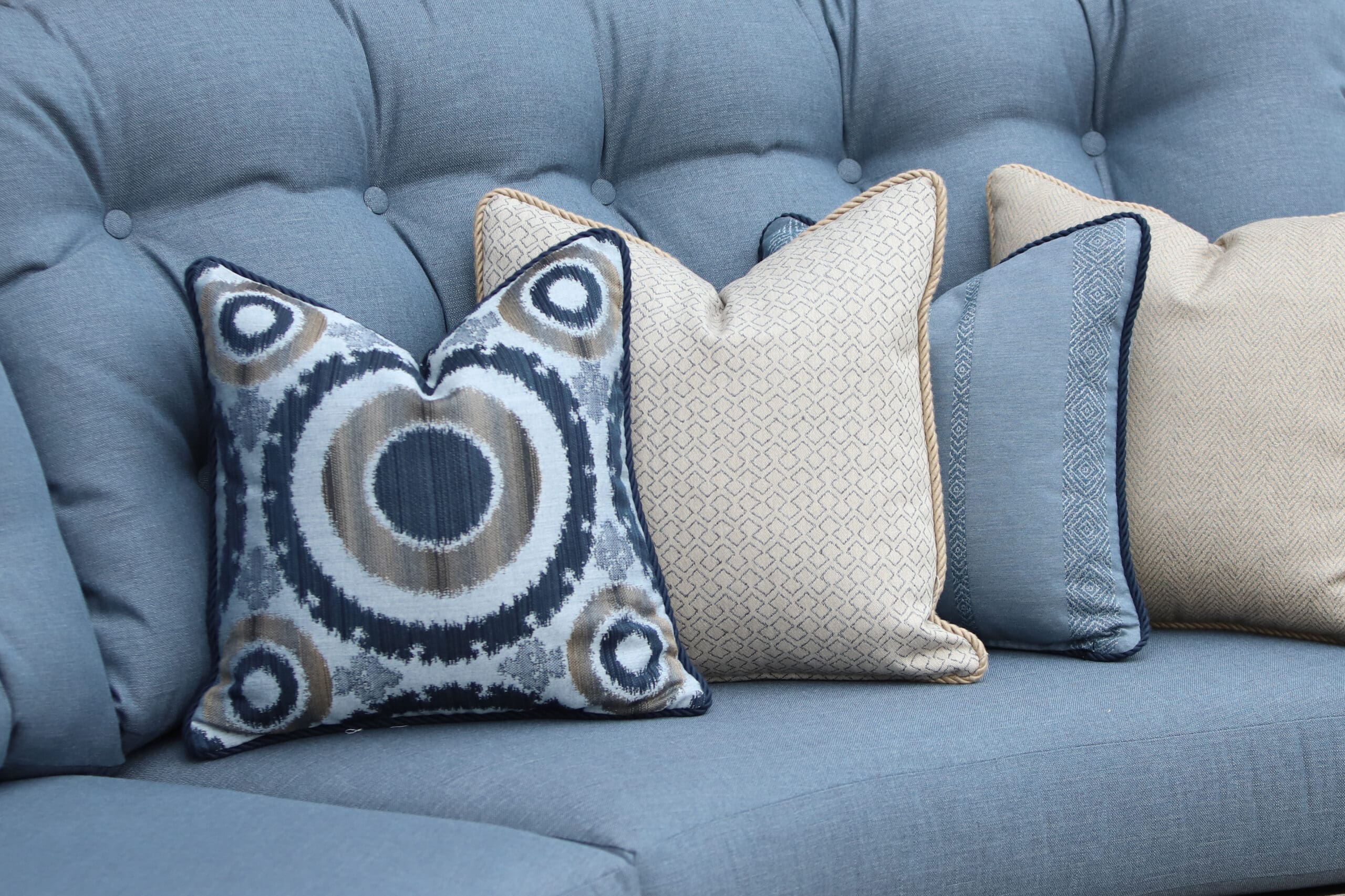 Throw pillows with cording