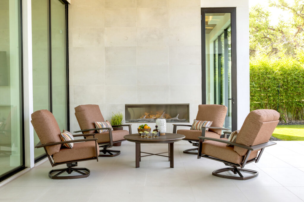 Harbour Swivel Rocker Lounge Chairs around an Oceanside Occasional Table